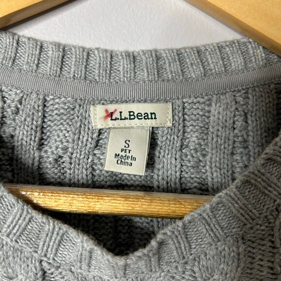 Vintage L.L. Bean Cable Knit Crewneck Sweater Women's Small Gray Fisherman - Picture 3 of 7